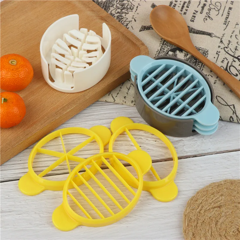 

Blue Yellow Three In One Wheat Straw Egg Cutter Convenient Multifunctional Split Device Food Divider Slicer Egg Slicer Tool