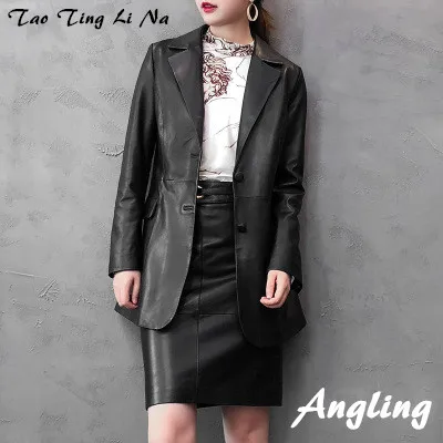

Tao Ting Li Na Women Spring Genuine Real Sheep Leather Jacket W10
