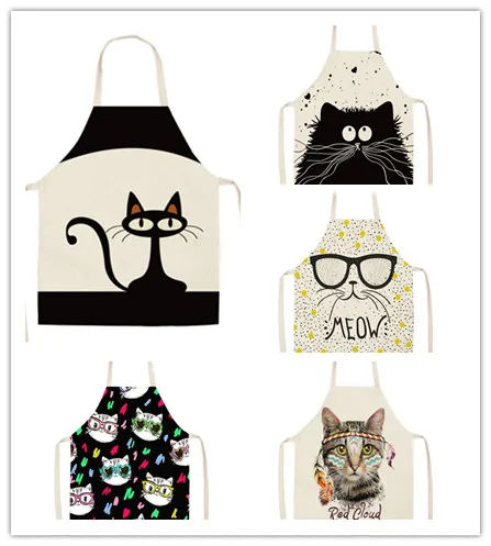 

1 шт., кухонный фартук без рукавов с принтом мультяшного кота