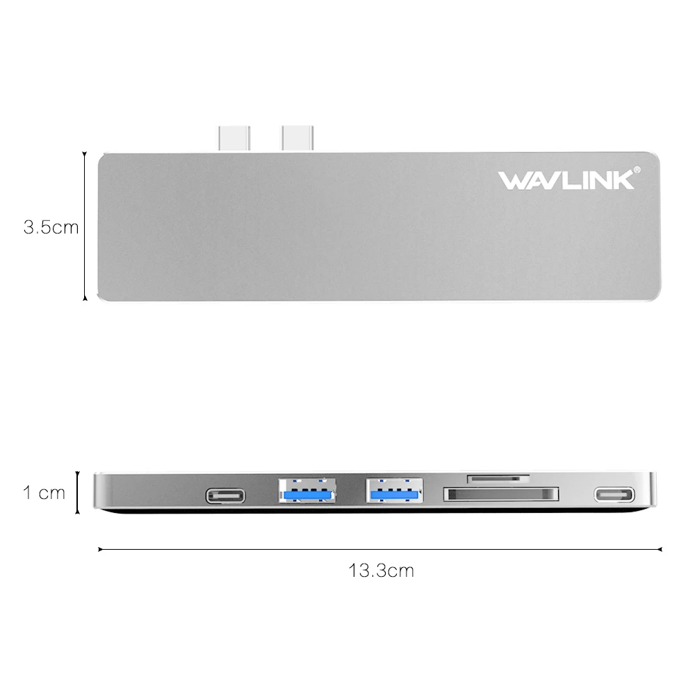 Wavlink портативный usb-хаб с двумя портами USB C к HDMI адаптер 4K видео usb 3,0 концентратор Тип C 7 в 1 с TF SD слот PD для MacBook Pro