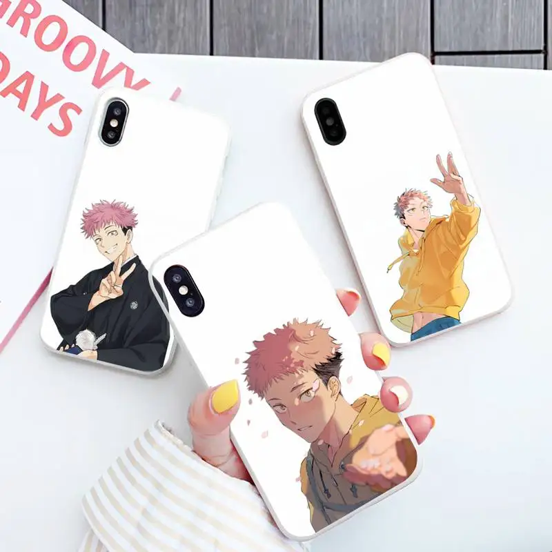 

Jujutsu Kaisen Yuji Itadori Phone Case Candy Color for iPhone 6 7 8 11 12 13 s mini pro X XS XR MAX Plus