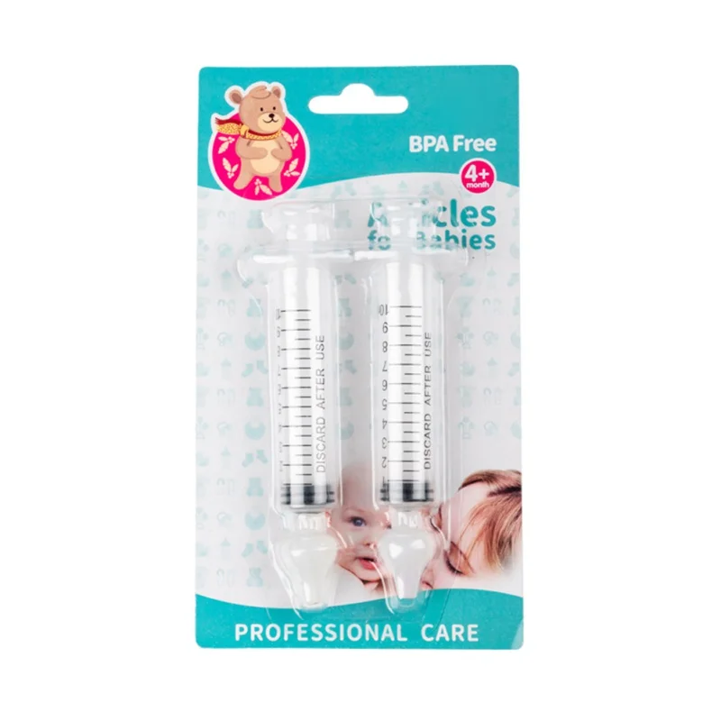Aspirador Nasal para el cuidado del beb&eacute;, tubo de aguja, limpiador de 10ML, arandela Nasal para rinitis de beb&eacute;, 2 uds.-2