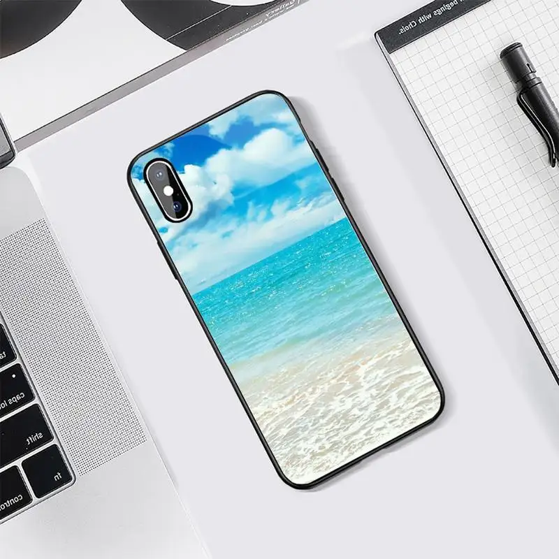 

Sea summer vintage sea beach luxury protective Phone Case shell Tempered glass For iphone 5C 6 6S 7 8 plus X XS XR 11 PRO MAX