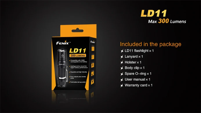 Fenix LD11 Cree XP-G2 R5 300 Lumens1*AA or 1*14500 battery large-bright LED flashlight portable camp hiking | Лампы и освещение