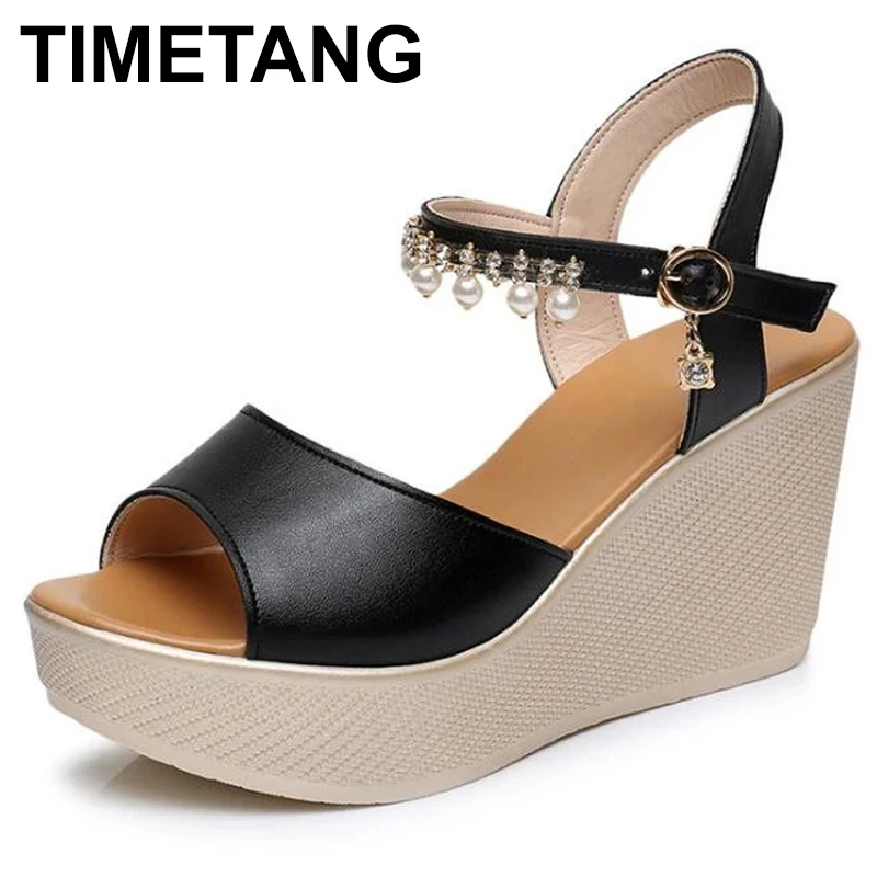 

TIMETANGHigh heel and sandals female summer 2018 new sexy fish mouths Korean muffins thick bottom 33-43 yards sandals