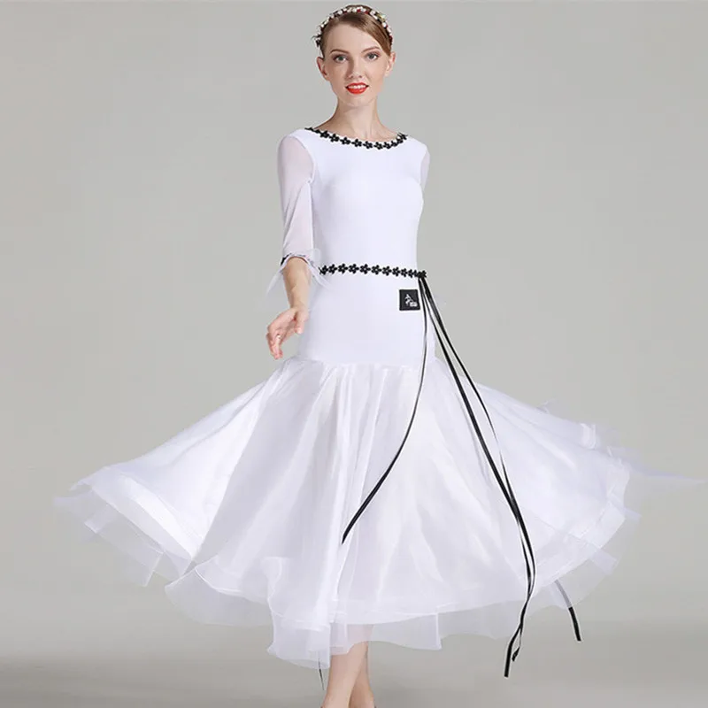 2021 зеленого и белого цветов Для женщин Бальные платье для танцев Стандартный