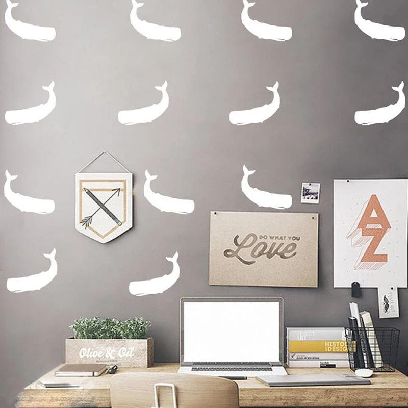 8 шт./компл. КИТ Наклейка на стену рыба киты стены Стикеры мультфильм шаблон
