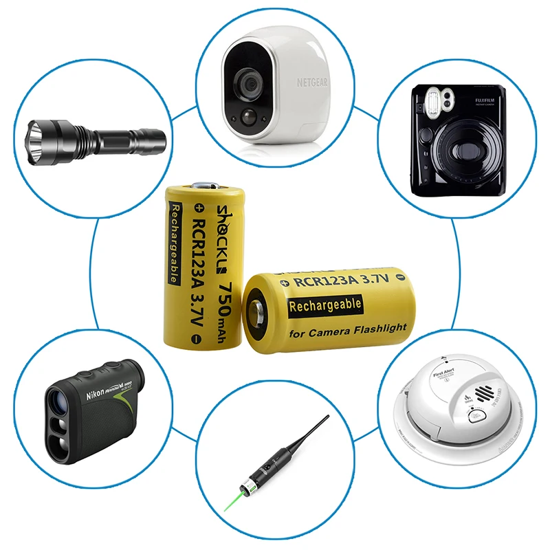 Shockli RCR 123 16340 750mAh 3,7 V литий-ионная аккумуляторная батарея литиевые батареи для Arlo HD камеры, фонарики, лазерная ручка