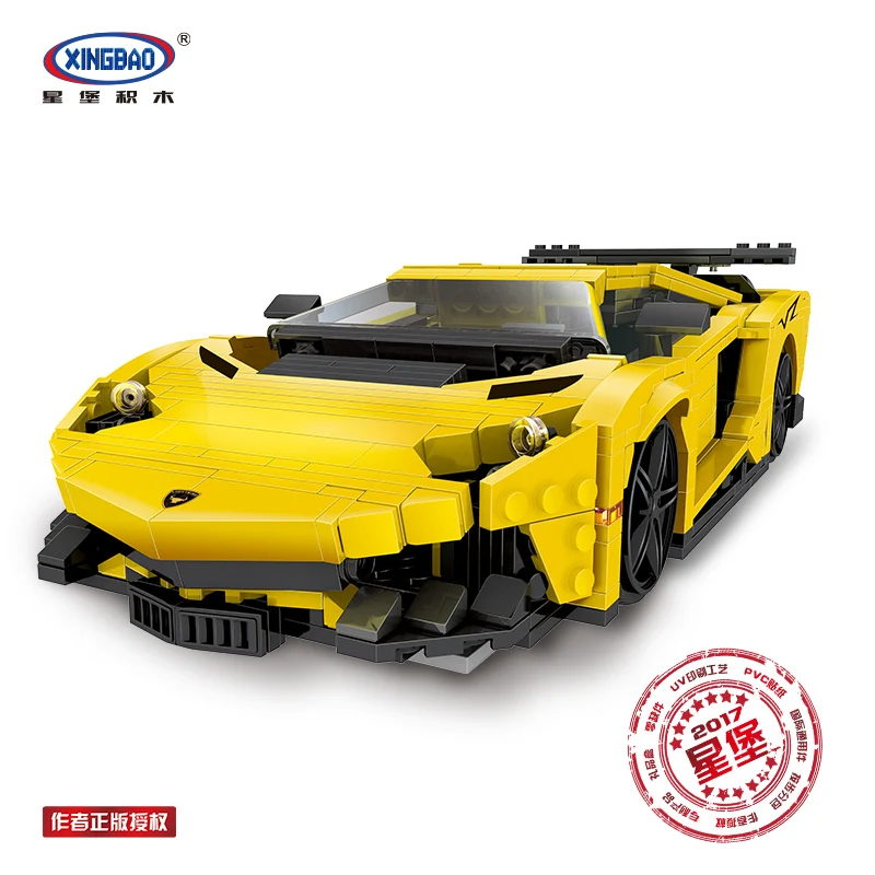 Желтый набор гоночных автомобилей XingBao 03008 креативный MOC Technic серии Обучающие
