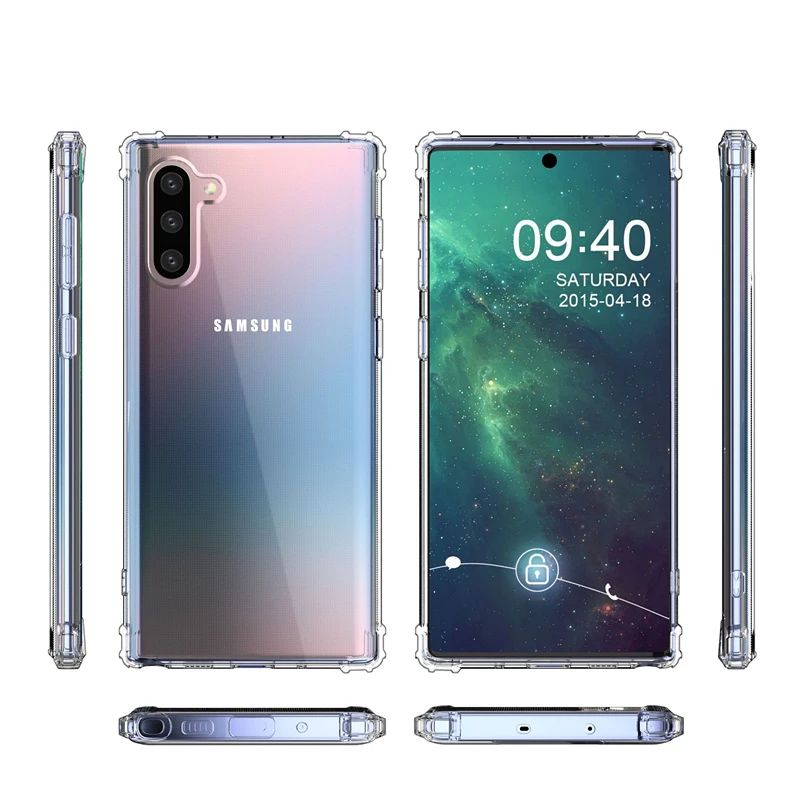 Прозрачный мягкий ТПУ чехол для телефона Samsung Galaxy Note 10 + Plus Note10 защита от падения