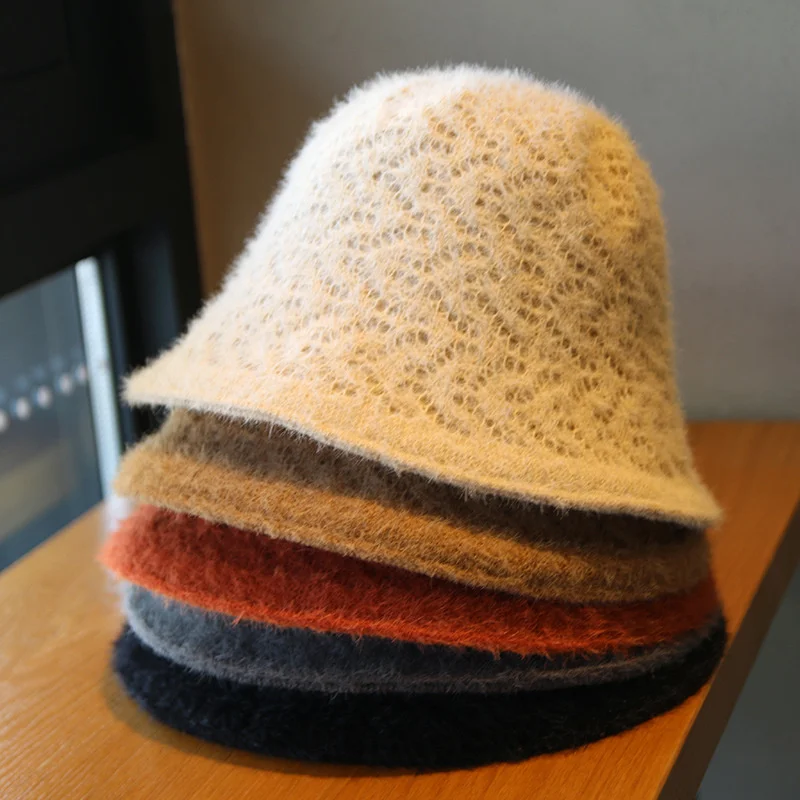 

Женская осенне-зимняя однотонная шапка ленивого дикого рыбака вязаная шапка для раковины с плюшевой текстурой НОВАЯ шапка 2021