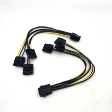 2Pcs PCIe 6pin Female to 3 Molex IDE 4pin Graphic Card Power Supply Splitter Cable