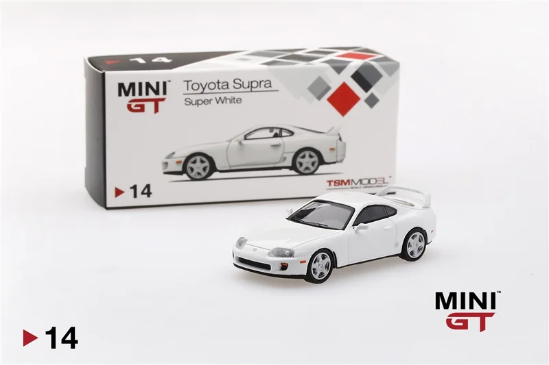 Мини GT 1: 64 Тойота Супра(JZA80) Супер белый литой модельный автомобиль