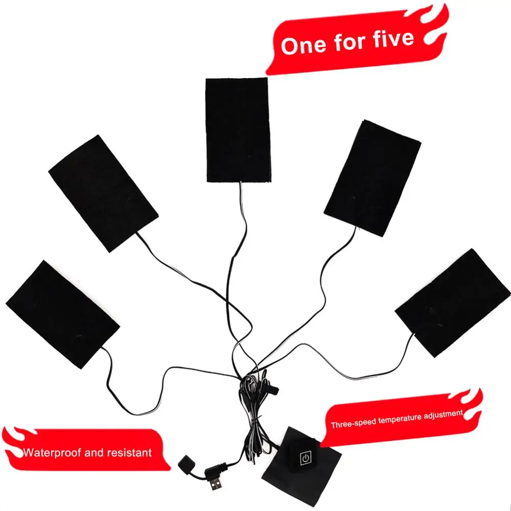 

Термостатические нагревательные подушки с USB-разъемом, вставки для куртки с электрическим подогревом, уличные зимние теплые листы жилета с ...