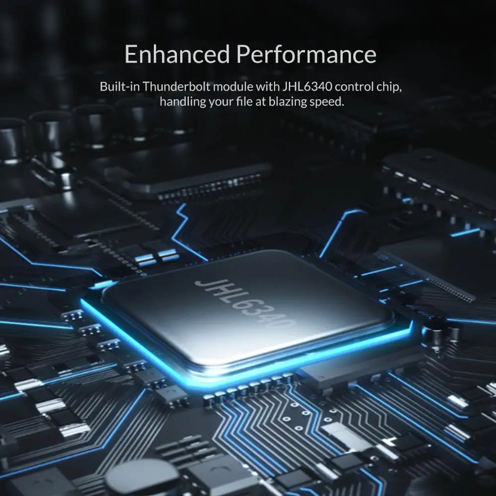 ORICO M.2 NVME Thunderbolt 3 40Gbps SSD Case Support 2TB Aluminum Type-C with 40Gbps Thunderbolt 3 Cable USB C Hard Drive Box