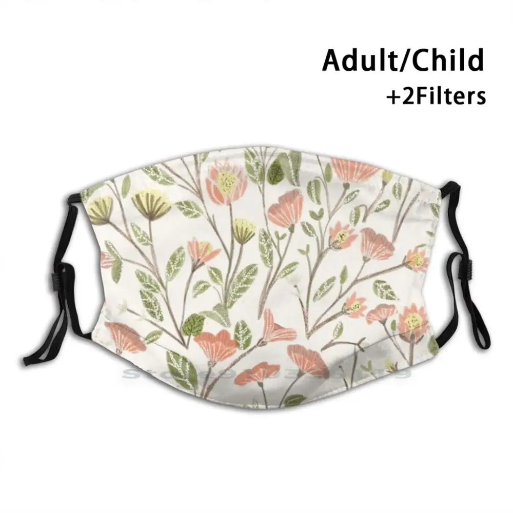 

Весна цветочный узор дизайн Пылезащитный фильтр смываемая маска для лица дети ботанический сад цветочный узор яркий весенний спокойный