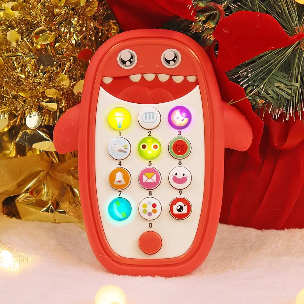 Детская погремушка кровать игрушка английский телефон Акула музыка мобильный