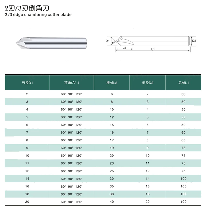 

BEYOND HRC50 3 Flute Chamfering Cutter for Aluminum 60 90 120 Tungsten Steel Chamfer End Milling Cutter free shipping
