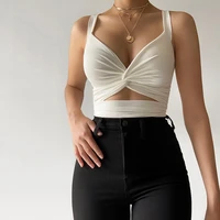 2021 summer clothes sexy new fashion womens vest feminine v neck hollowed out navel kink vest top