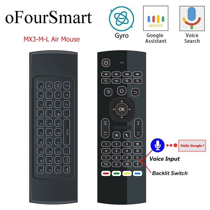 MX3-M-L Air Mouse 2 4 GHz Беспроводная мини-клавиатура с голосовым дистанционным