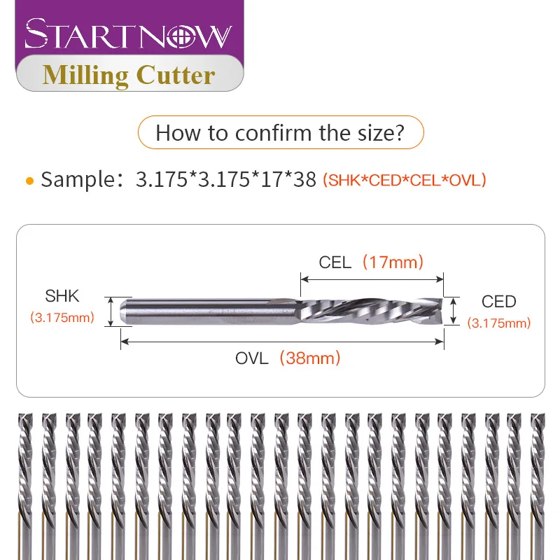 Startnow 5PCS UP &amp DOWN Cut Milling Cutter Two Flute Spiral Bit Tungsten Steel Solid Carbide End Mill CNC Router Engraving Bits |