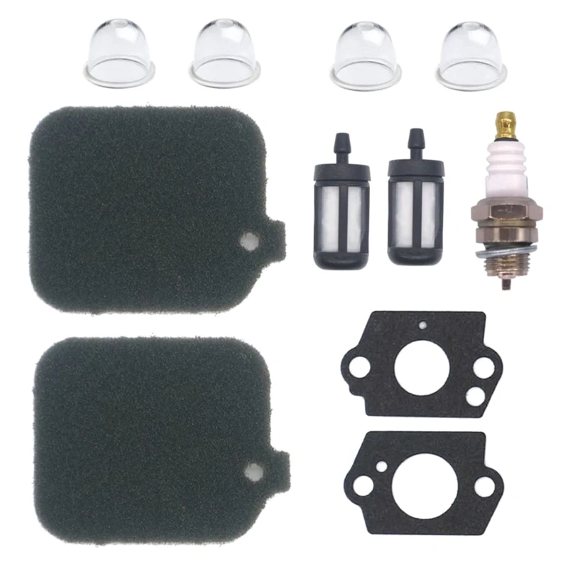 

2 Pack Air Filter with Fuel Filter Spark Plug Gasket Primer Bulb Turn up kit for Stihl Blower BG45 BG46 BG55 BG65 BG85 SH55