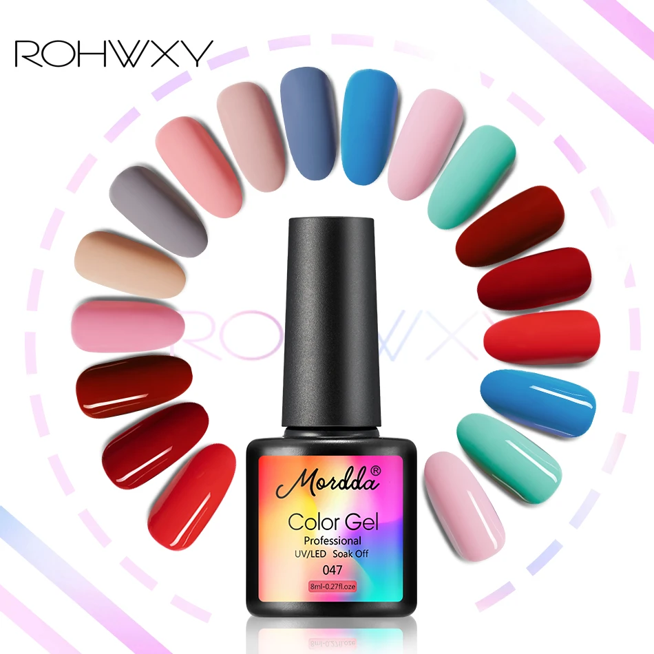 ROHWXY 8 мл УФ-Гель-лак замачиваемый Гель-лак для ногтей 60 цветов Vernis Nude Гель-лак для ногтей