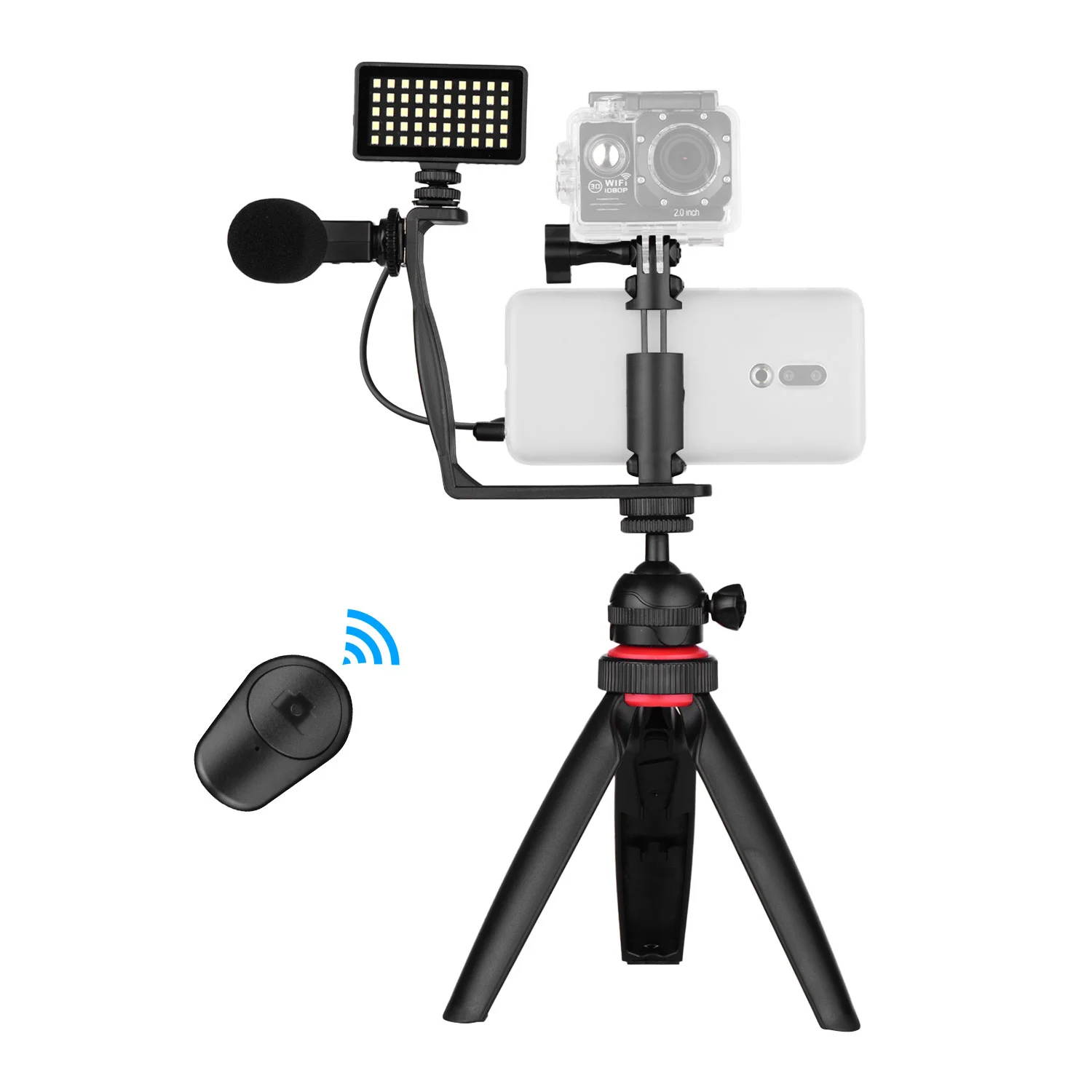 

Andoer Recording Video Vlog Kit Microphone Tripod Phone Holder Clip Mount for YouTube Live Vlogging Smartphone iPhone Android