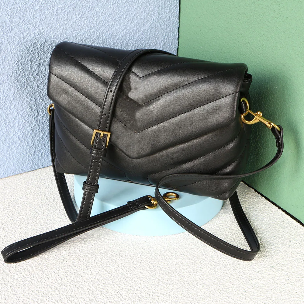 

YIL Ladies Bag Black Shoulder Bag Metal Logo Classic Luxury Brand Cross Body Bag Cowhide Envelope Bag High Quality Tote Bag
