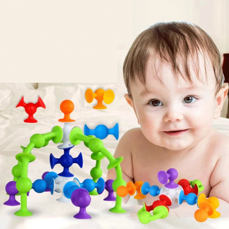 

Suction Silicone Puzzle Soft Building Blocks Various Assembled Educational Toys Children's Gift Fun Game