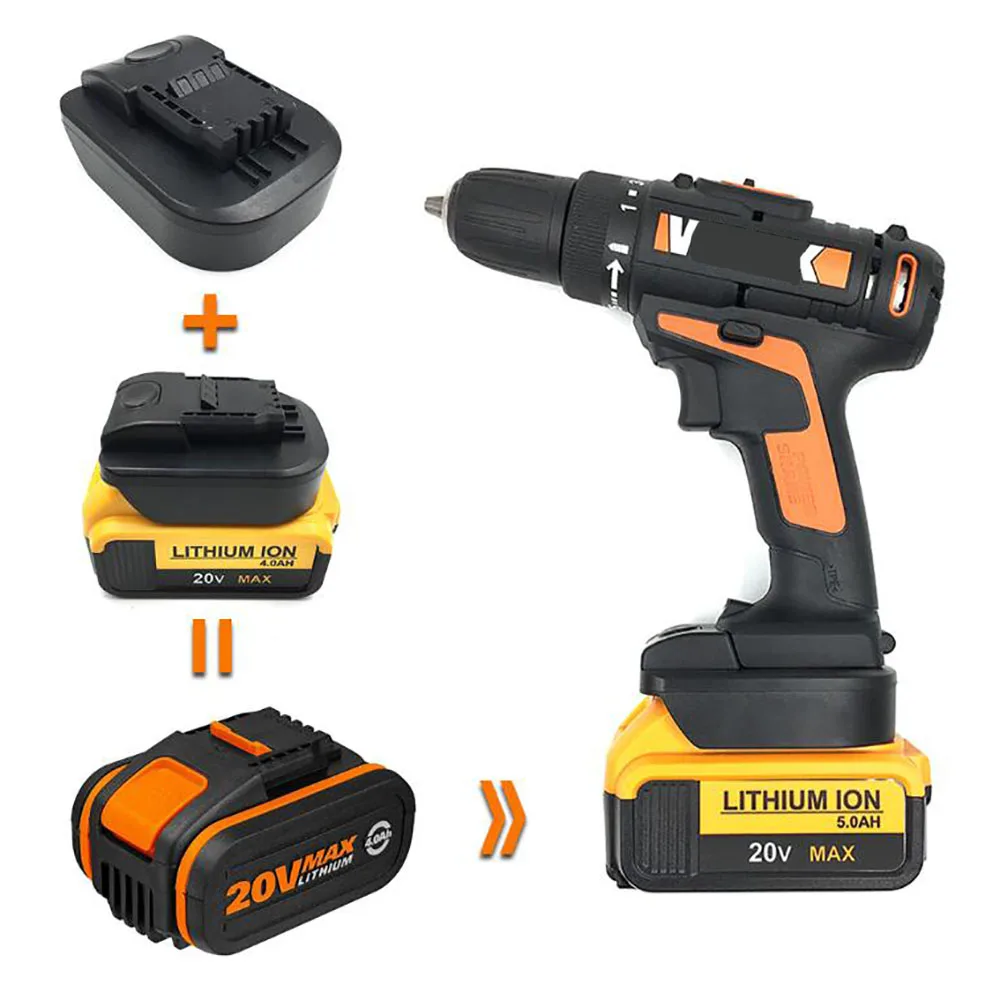 

Конвертер адаптера dawupine DWB18OWL, можно использовать литий-ионный аккумулятор DeWalt 18 в, 20 в, макс. 60 в на маленькой ножке Worx оранжевого цвета для э...