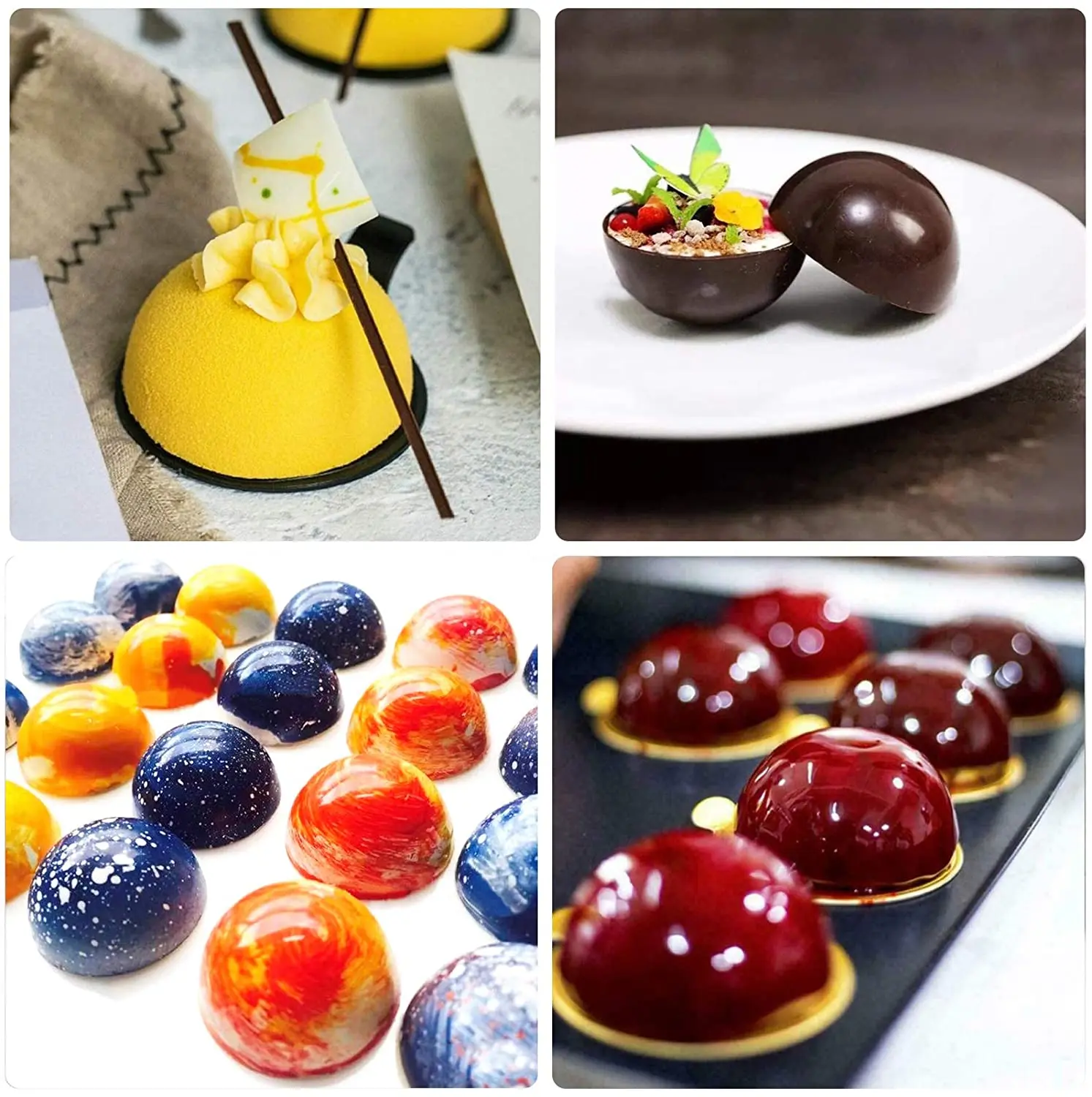 

New Cake Mold Half Ball Sphere Silicone Muffin Chocolate Cookie Baking Coffee Mould Pan Fondant Home Kitchen Tool Non-edible