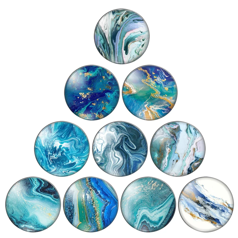 Новые синие линии натуральный цвет зерна Пейзаж Рок н 12 мм/20 мм/25 мм/30 мм кабошоны