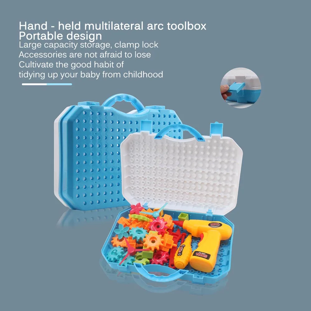 

DIY Child Electric Drill Screwing Block Montessori Assembly Gear Chain Toy 3D Puzzle Building Blocks Kit IQ Brain Training Toys