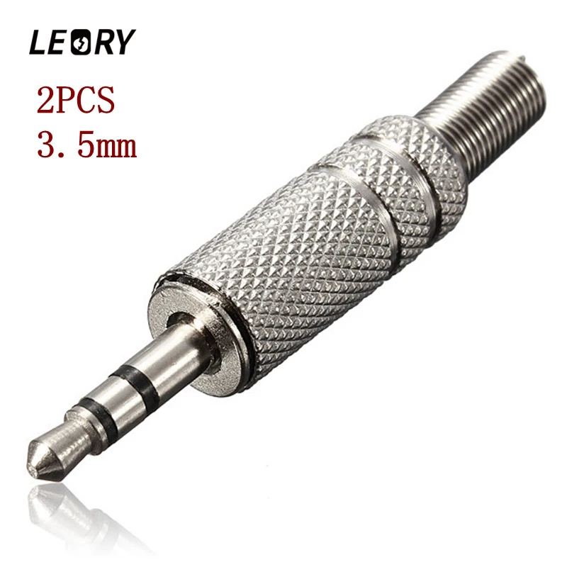 LEORY Универсальный 2шт. 3 5мм Аудио Разъем Полюсный Мужской Ремонт Соединитель Для