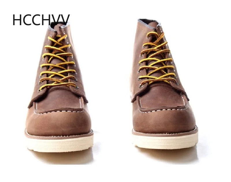 Ботинки мужские из натуральной кожи винтажные рабочие ботинки бронзовая обувь