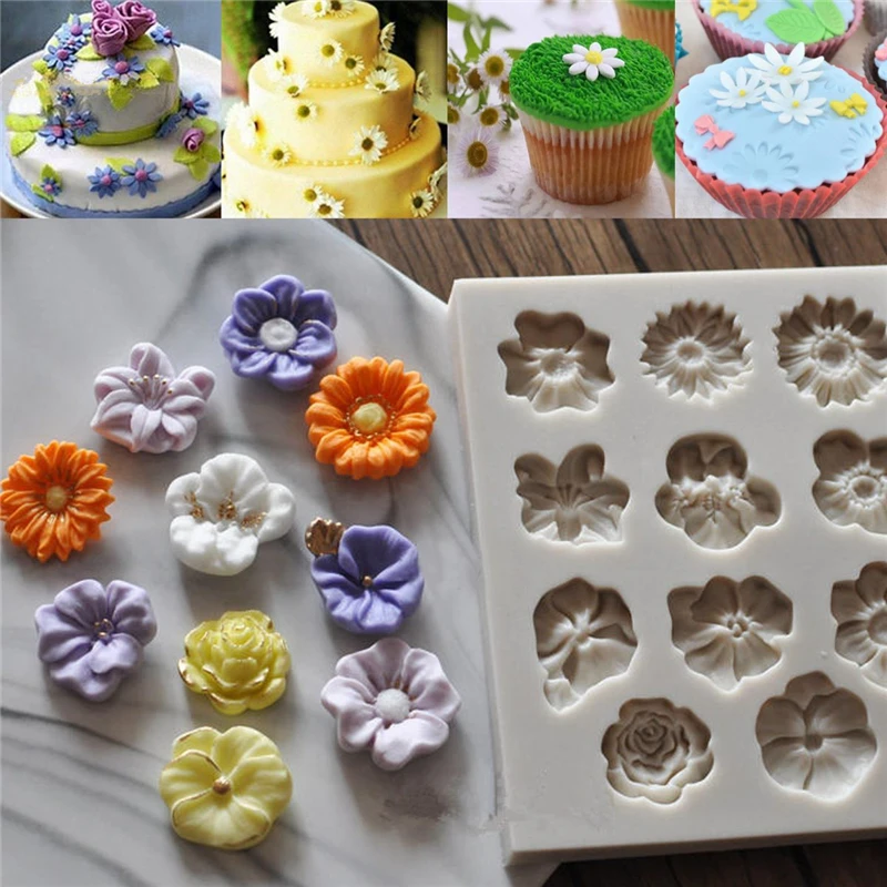 

Daisy Rose Flowers Cake Candy Jely Pudding Chocolate Silicone Mold DIY Sugar Fondant Baking Decorating Tool Bakeware