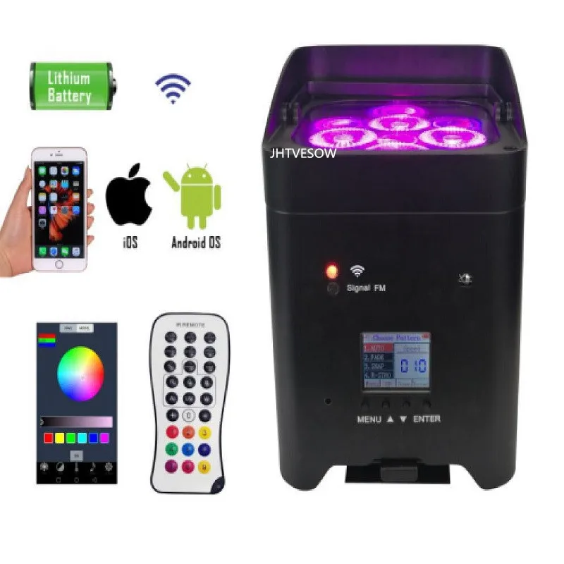 Свадебный фсветильник с аккумулятором 4x18 Вт rgbwa uv dmx par up light dj freedom led battery par|Эффект
