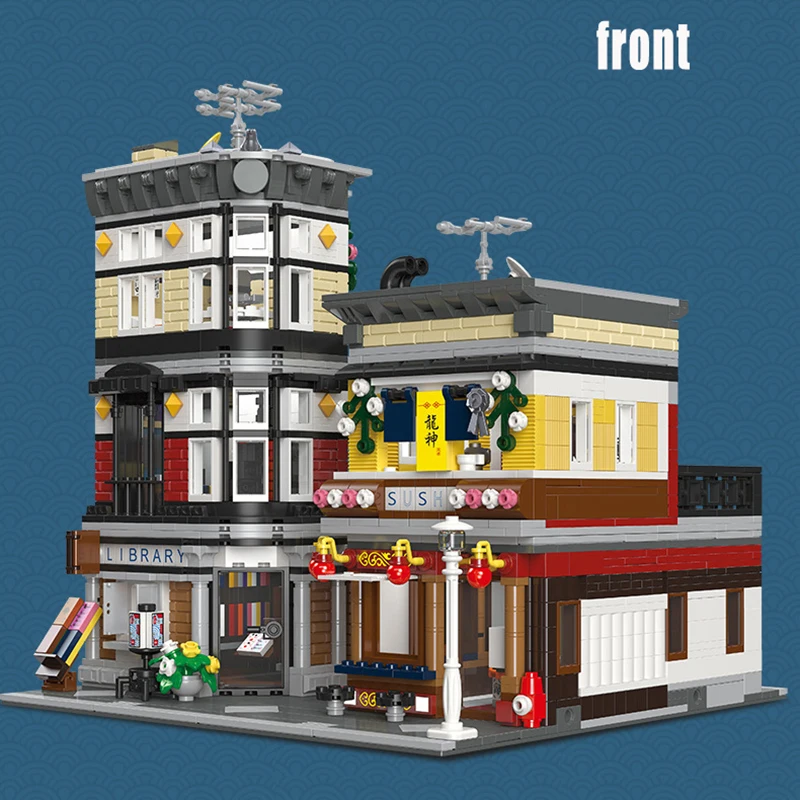 Конструктор MOC суши-угол с фигурками конструктор сделай сам из серии городская