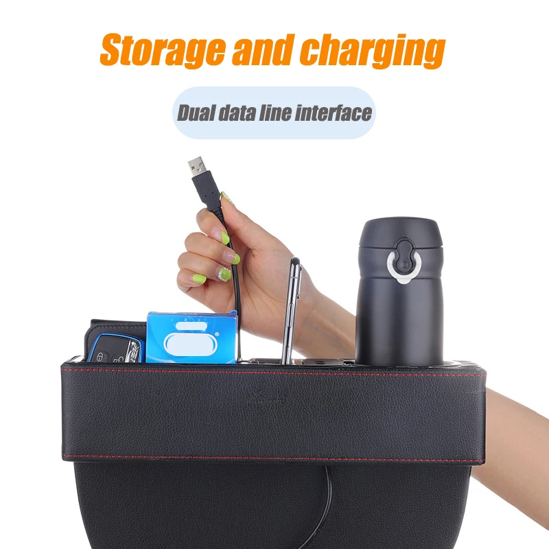 car dual usb charger seat gap slit box phone bottle cups holder box pu leather car seat gap separate storage box car accessories free global shipping