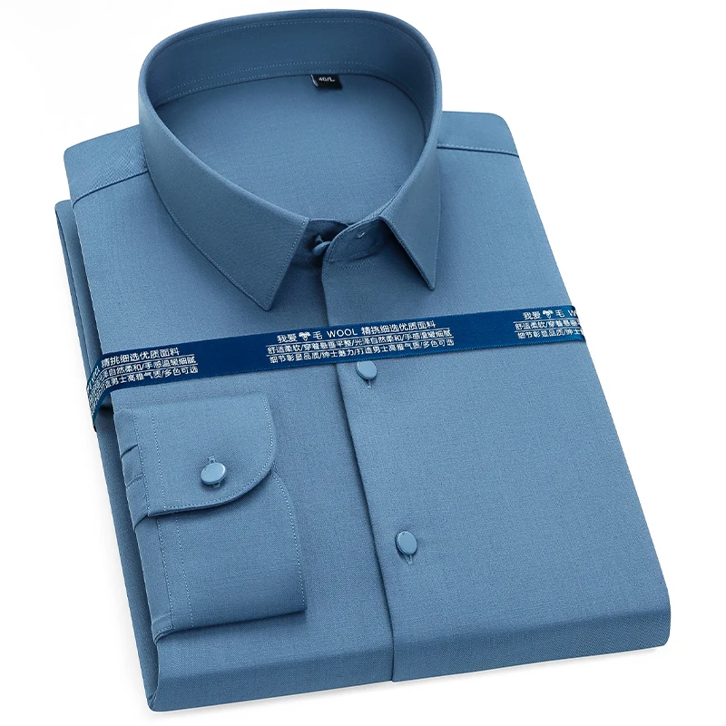 High Quality Autumn New Men's Dress Shirts Fashion Long Sleeve Cotton Comfortable Business Man Regular Fit Button Up Work Shirt