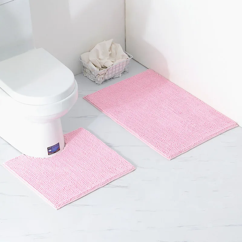 

Chenille bathroom absorbent mat two-piece long U-shaped bathroom absorbent mat anti-slip mat bathroom bathroom door mat bath mat