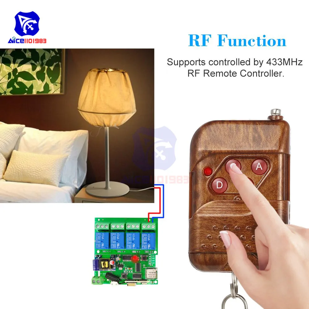 Diymore Sonoff WiFi переключатель 433 МГц 4CH AC 85-220 В/DC 5 В WiFi переключатель таймер релейный модуль с 433 МГц пульт дистанционного управления для умного дома