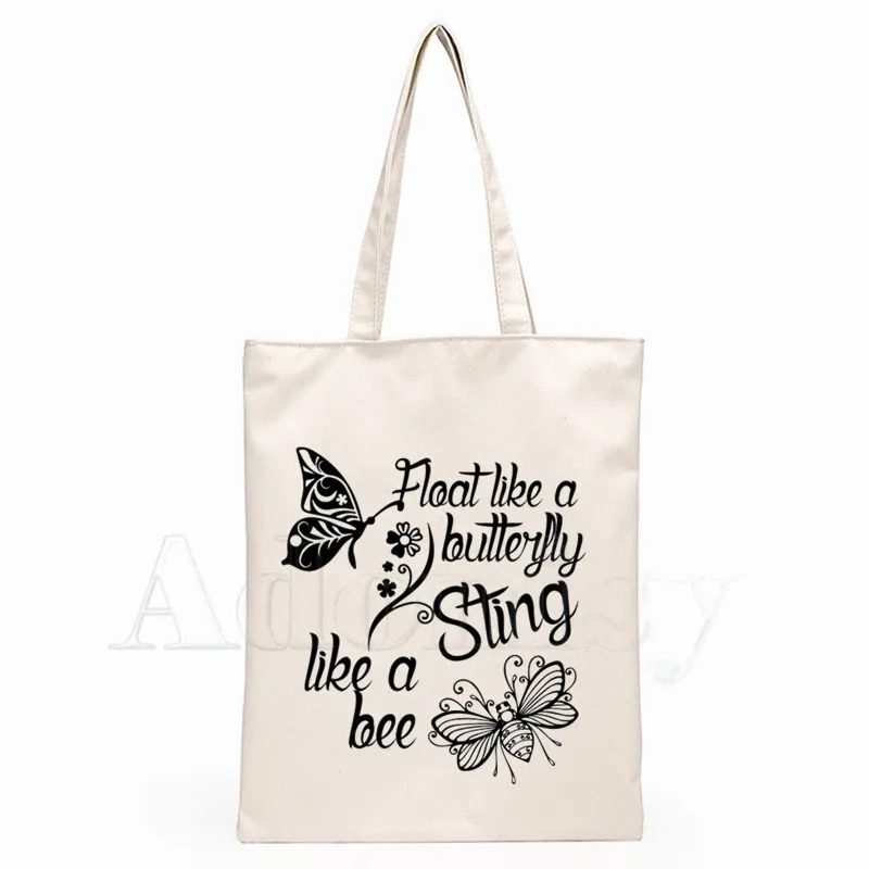 Muhammad Ali поплавок как бабочка Стинг пчела боксер печать холщовые сумки