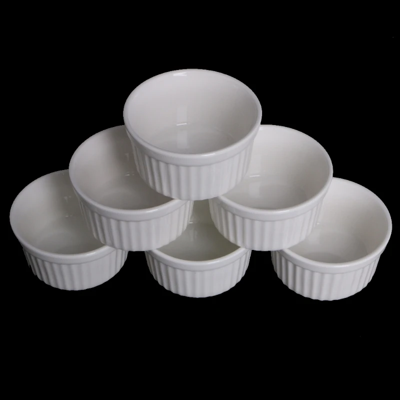 2020 New 6Pcs White Porcelain Souffle Ramekins Desserts Custard Cups Baking Tools | Дом и сад
