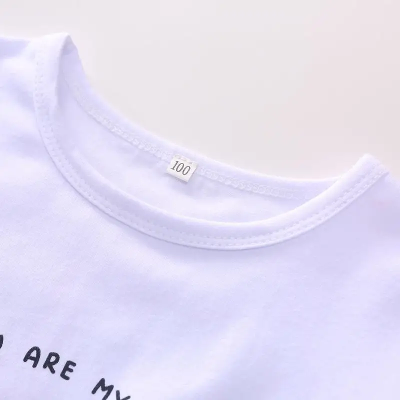 

Summer Girls O-Neck White Curled Short Sleeve Moisture Wicking Heart Cartoon Print Knitted Loose Leisure Princess T-shirt