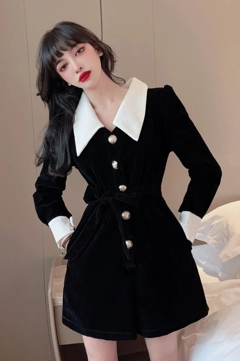 

Net Red Jumpsuit 2021 New Fashion Korean Style High Waist Slim Waist Black Wide Leg Jumpsuit