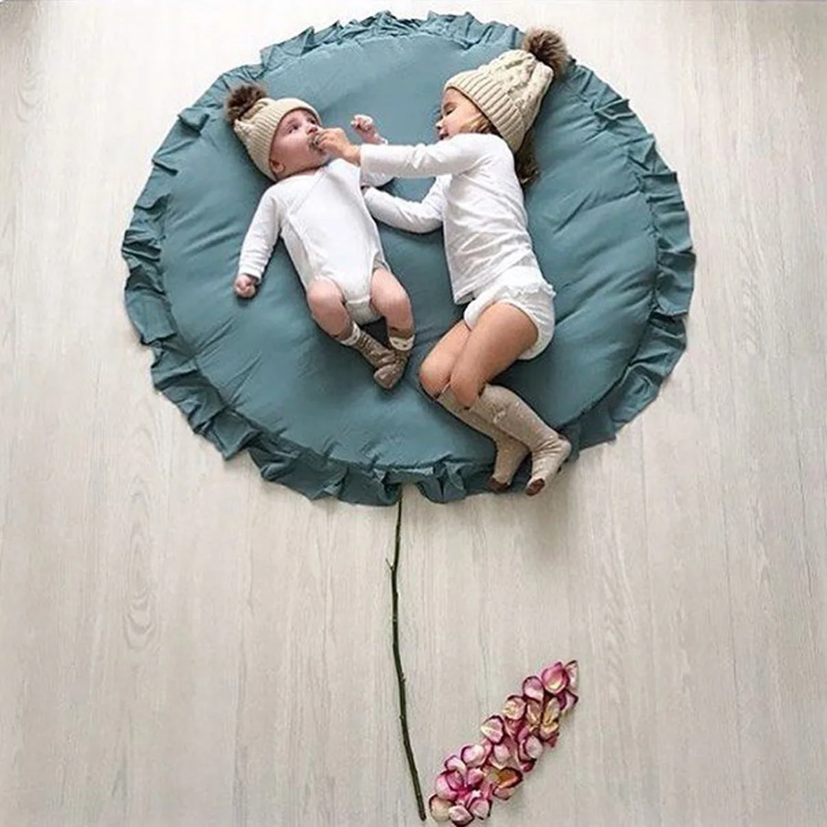 

Foldable Multi-Purpose Baby Play Mat Kids Crawling Blanket Pad Round Carpet Rug Toys Cotton Children Room Decor Photo Props