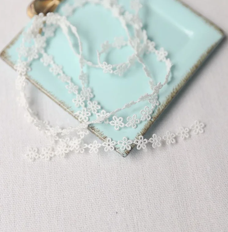 5 ярдов белая кружевная лента из полиэстера с вышивкой ромашки