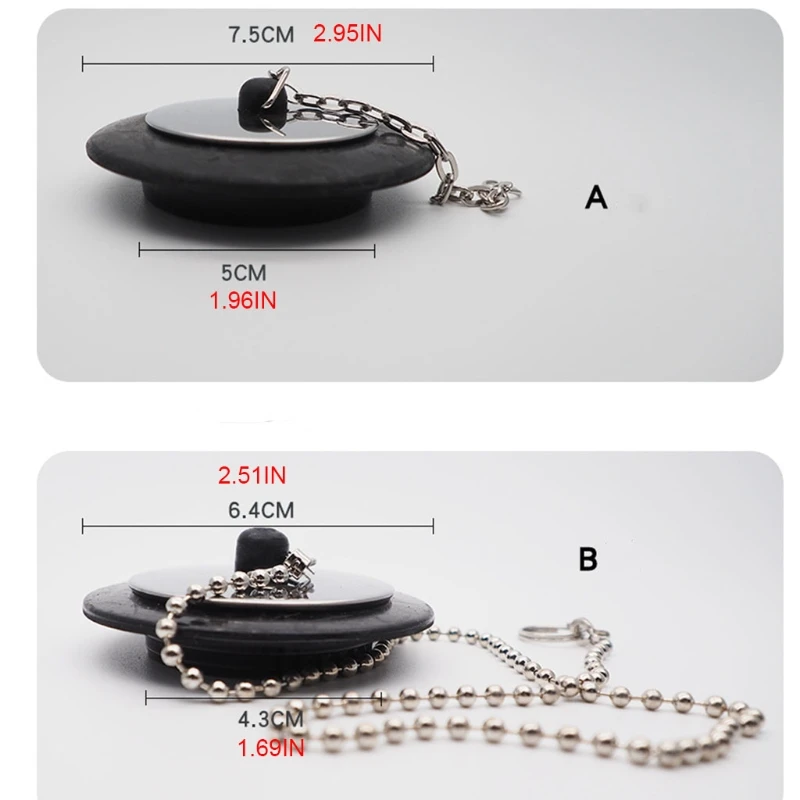 

Rubber Choke Bathtub Drain Stopper with Chain Bath Plug Drain Tub Stopper for Home and Hotel